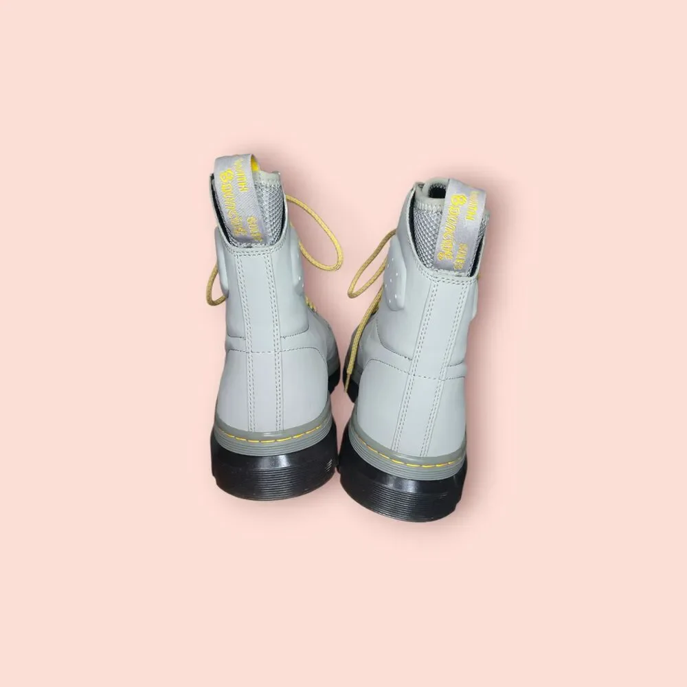 Dr. Martens Quinton Extra Tough Nylon Leather Boots Light Gray Yellow Men's 11